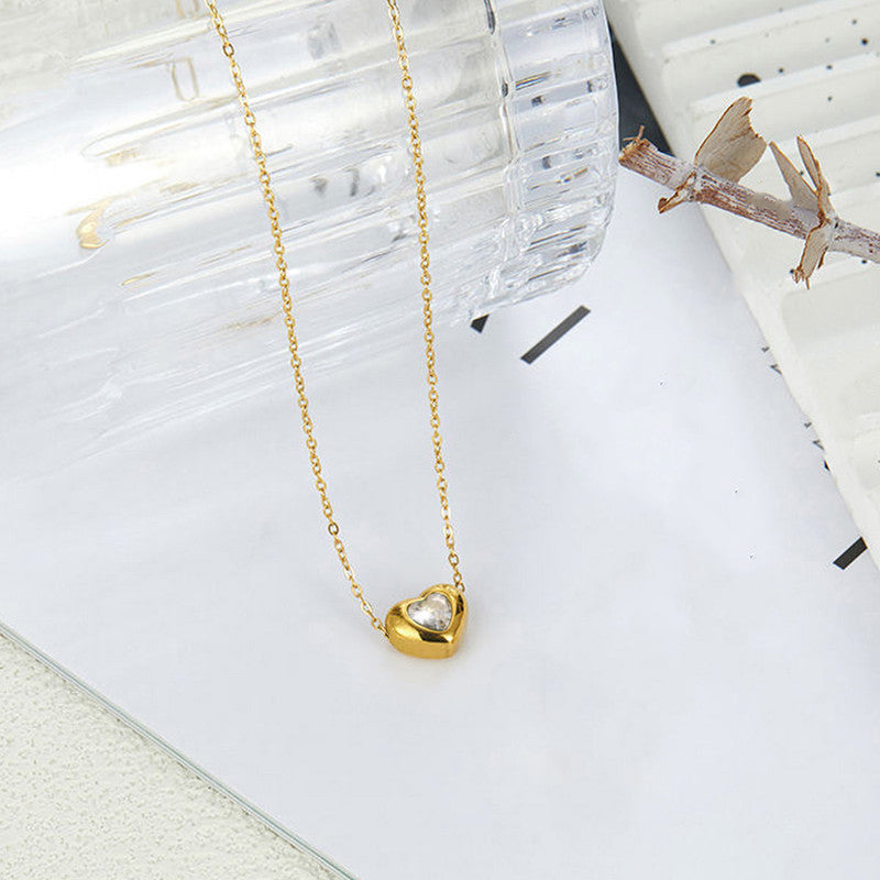 Gold Plated Anti Tarnish White Heart Themed Contemporary Pendant