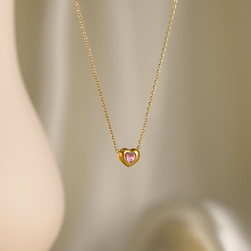 Gold Plated Anti Tarnish Pink Heart Themed Contemporary Pendant