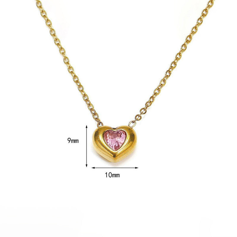 Gold Plated Anti Tarnish Pink Heart Themed Contemporary Pendant