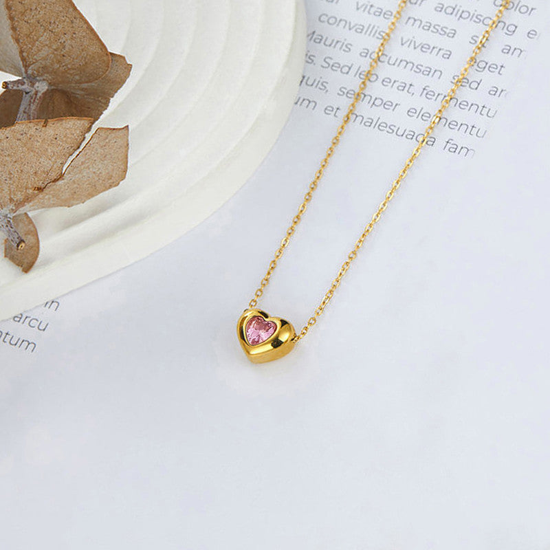 Gold Plated Anti Tarnish Pink Heart Themed Contemporary Pendant