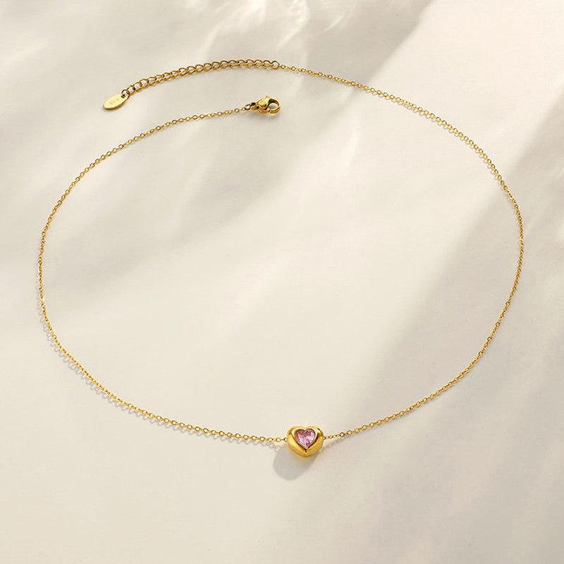Gold Plated Anti Tarnish Pink Heart Themed Contemporary Pendant