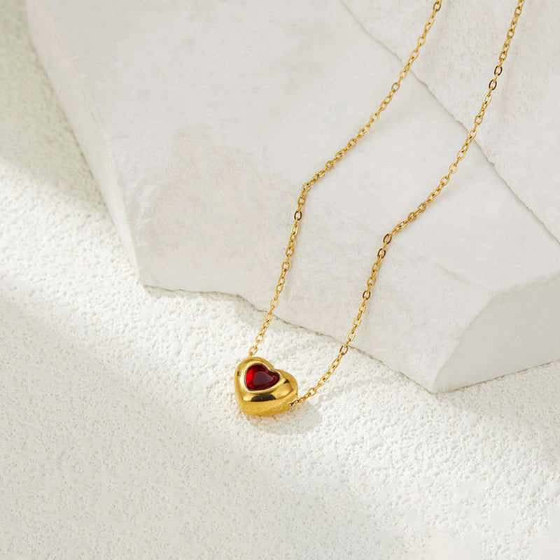 Gold Plated Anti Tarnish Red Heart Themed Contemporary Pendant