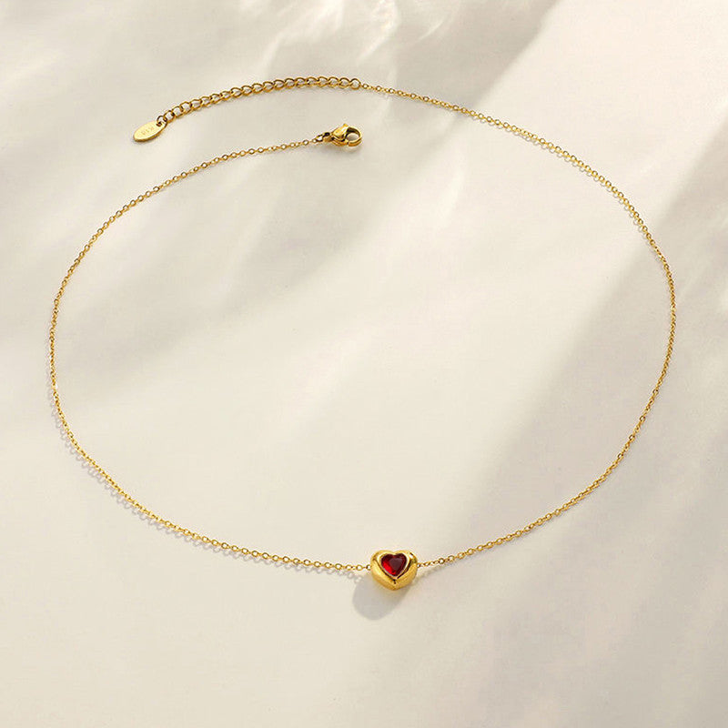 Gold Plated Anti Tarnish Red Heart Themed Contemporary Pendant