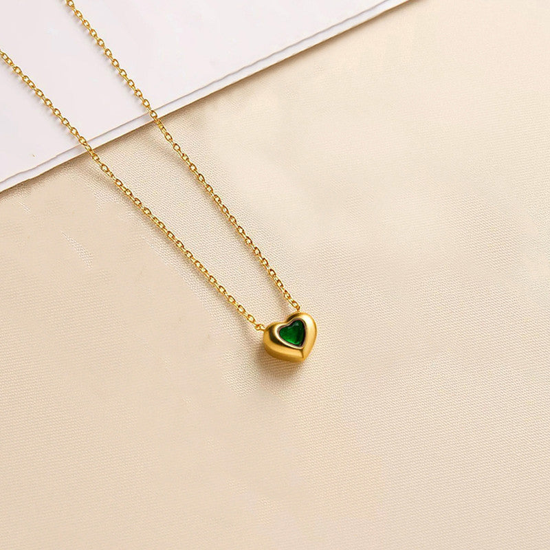 Gold Plated Anti Tarnish Green Heart Themed Contemporary Pendant
