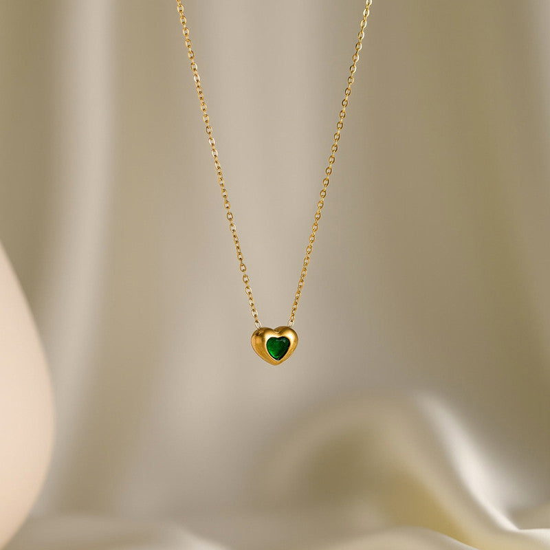 Gold Plated Anti Tarnish Green Heart Themed Contemporary Pendant