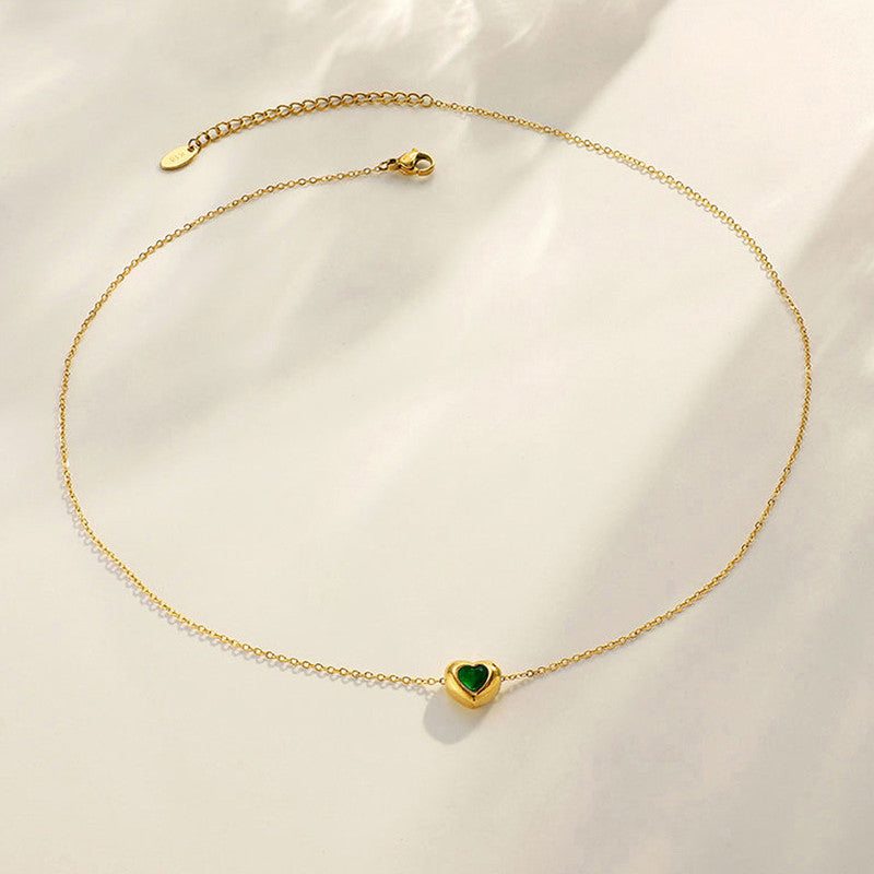 Gold Plated Anti Tarnish Green Heart Themed Contemporary Pendant