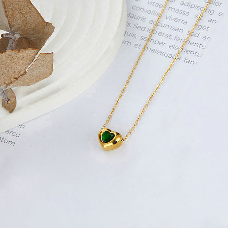 Gold Plated Anti Tarnish Green Heart Themed Contemporary Pendant