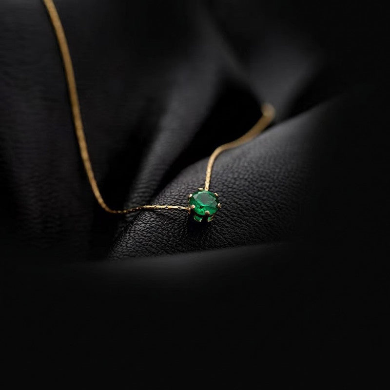 Gold Plated Stainless Steel Green Anti Tarnish Stone Studded Hexagonal Pendant
