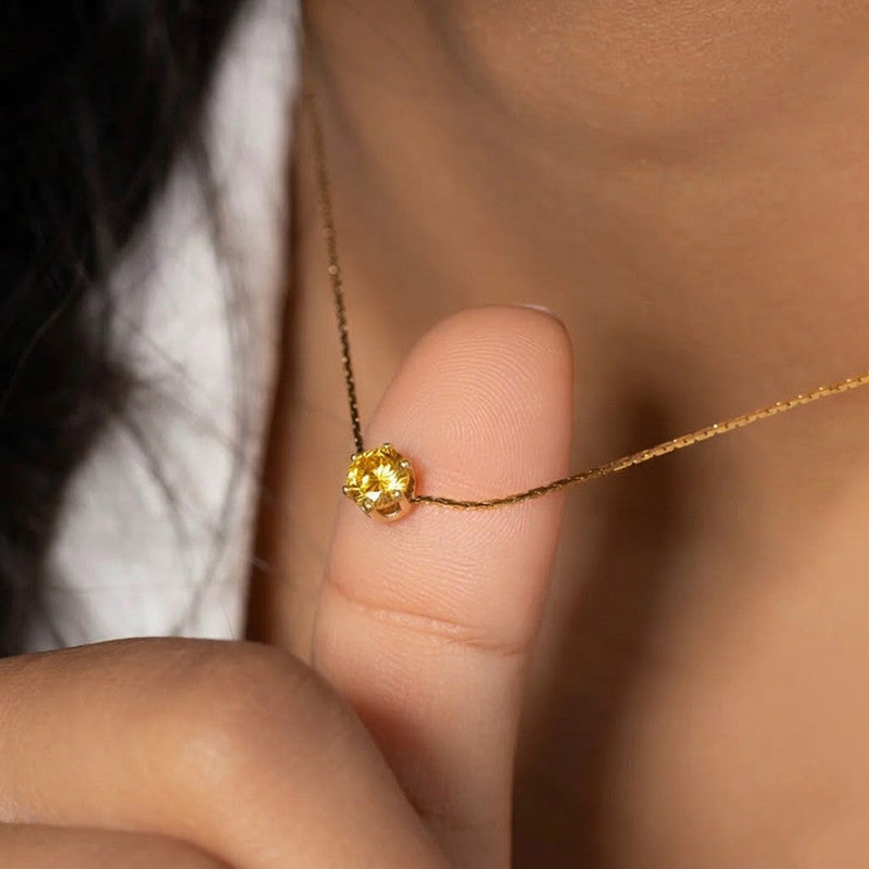 Gold Plated Stainless Steel Yellow Anti Tarnish Stone Studded Hexagonal Pendant