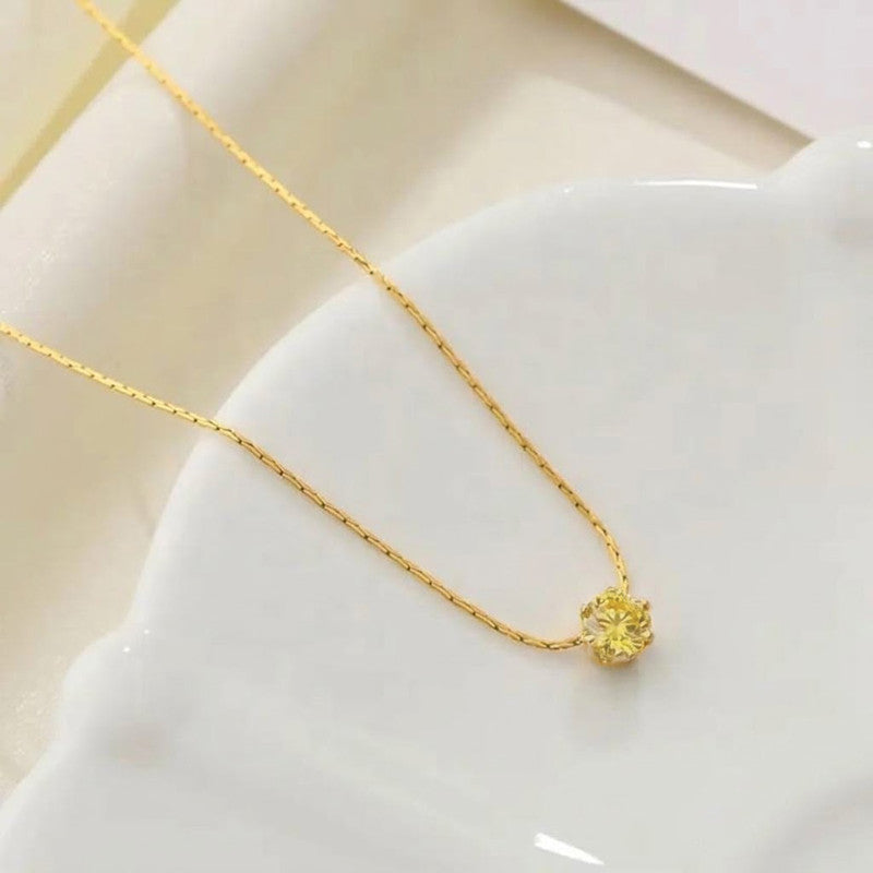 Gold Plated Stainless Steel Yellow Anti Tarnish Stone Studded Hexagonal Pendant
