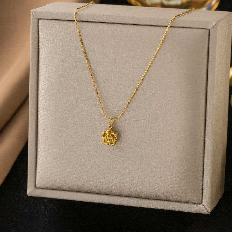Gold Plated Anti Tarnish Rose Themed Pendant