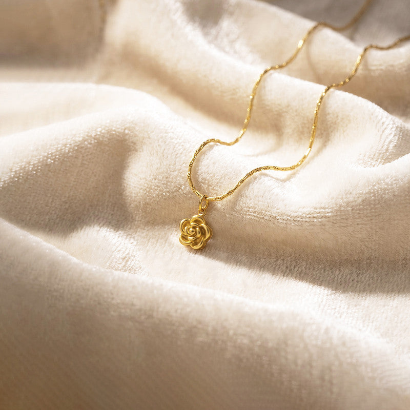 Gold Plated Anti Tarnish Rose Themed Pendant