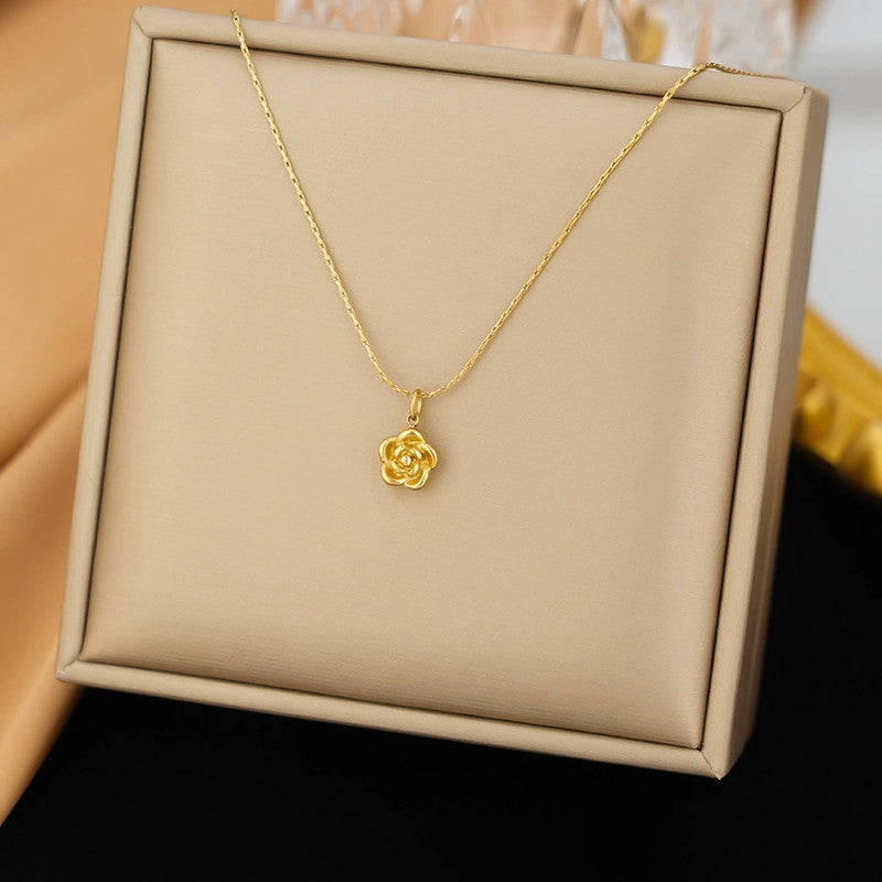 Gold Plated Anti Tarnish Rose Themed Pendant