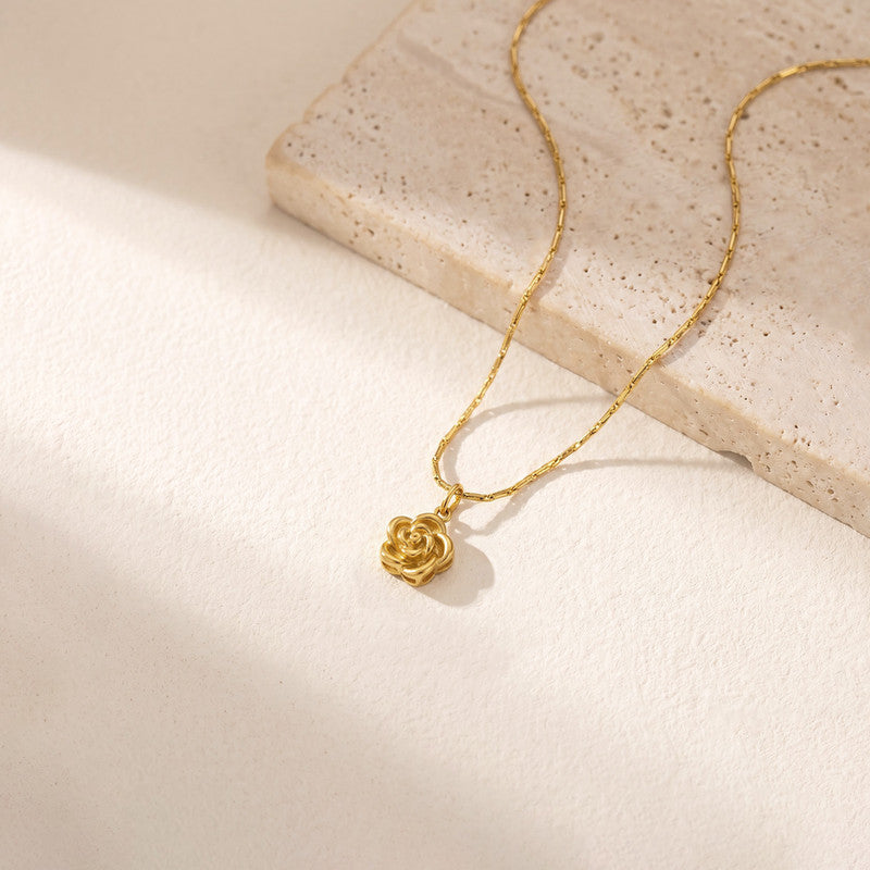 Gold Plated Anti Tarnish Rose Themed Pendant