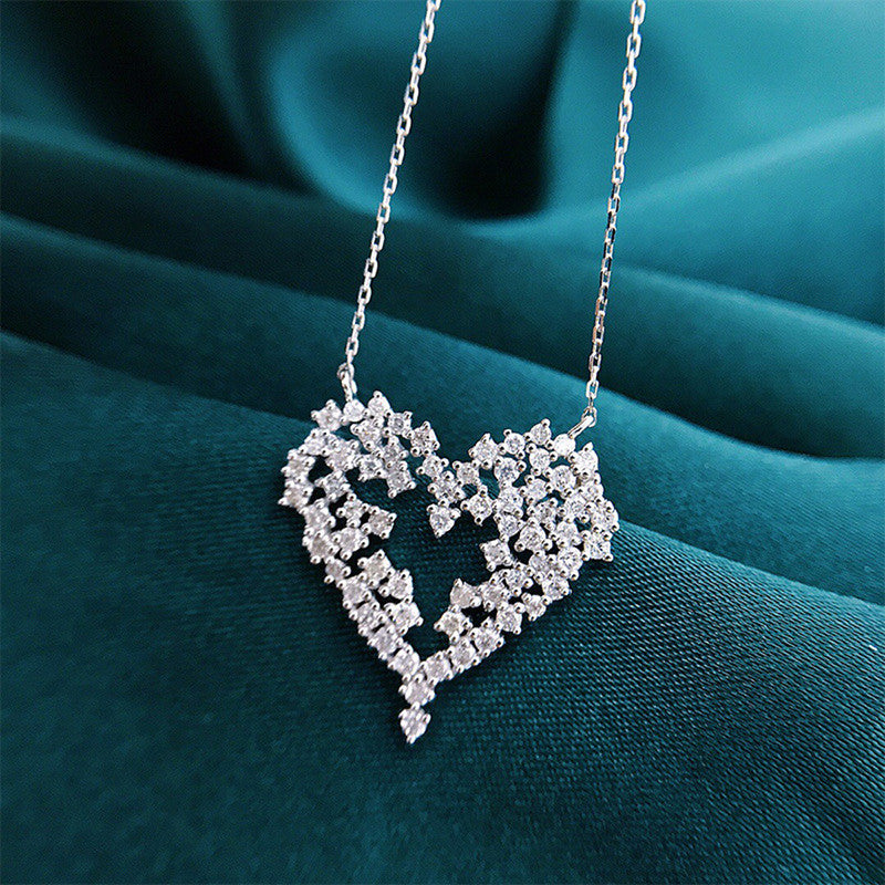 Silver Plated Anti Tarnish American Diamond Studded Heart Themed Pendant