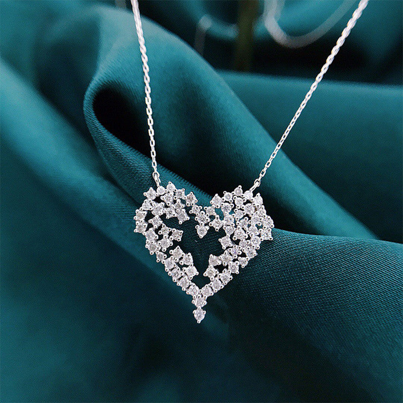 Silver Plated Anti Tarnish American Diamond Studded Heart Themed Pendant