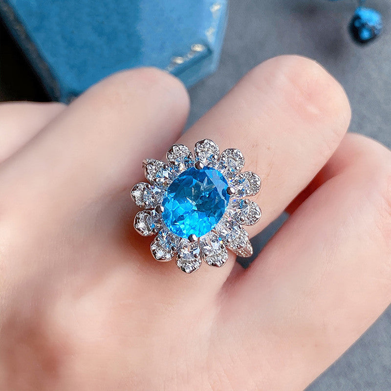 Cocktail Rng Buy Silver Plated Anti Tarnish American Diamond Crushed Ice Cut Floral ...