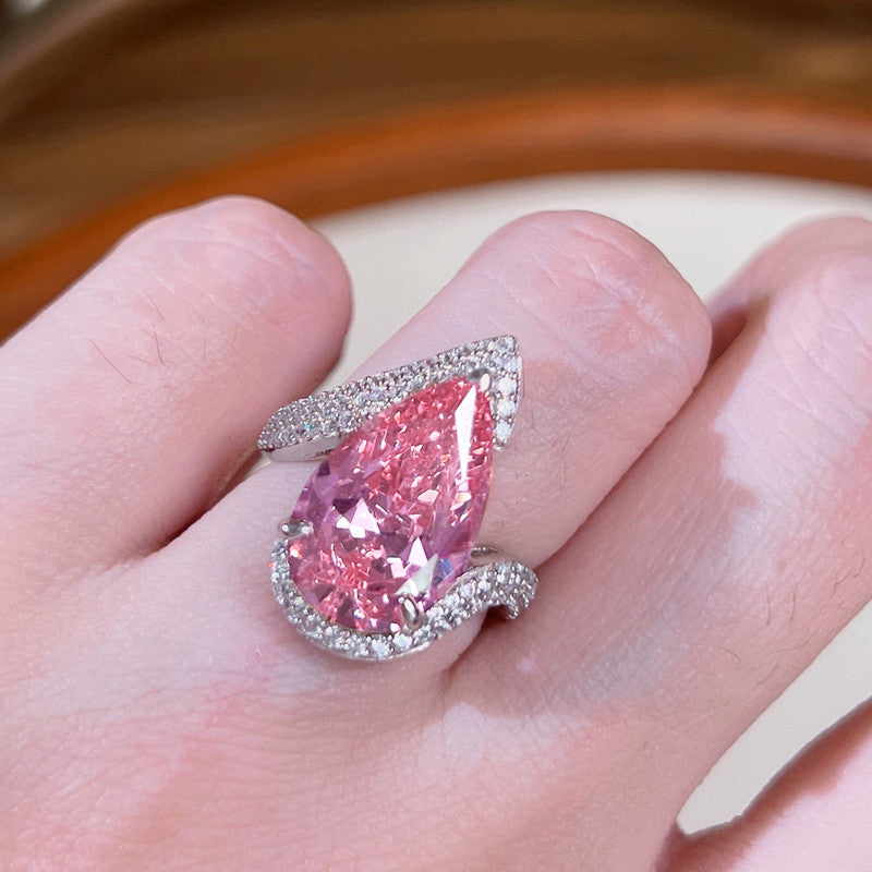 Buy Silver Plated Anti Tarnish American Diamond Crushed Ice Cut Pink ...