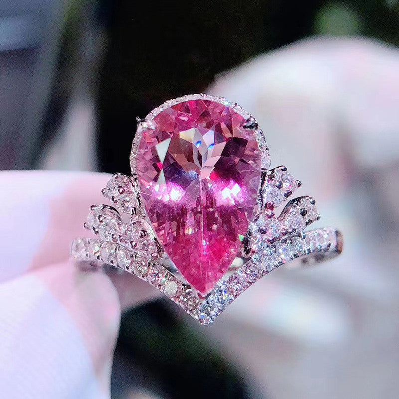 Buy Silver Plated Anti Tarnish American Diamond Crushed Ice Cut Pink ...