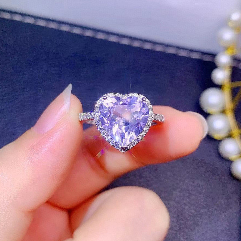 Purple Iced Rings Buy Silver Plated Anti Tarnish American Diamond Crushed Ice Cut Purple ...