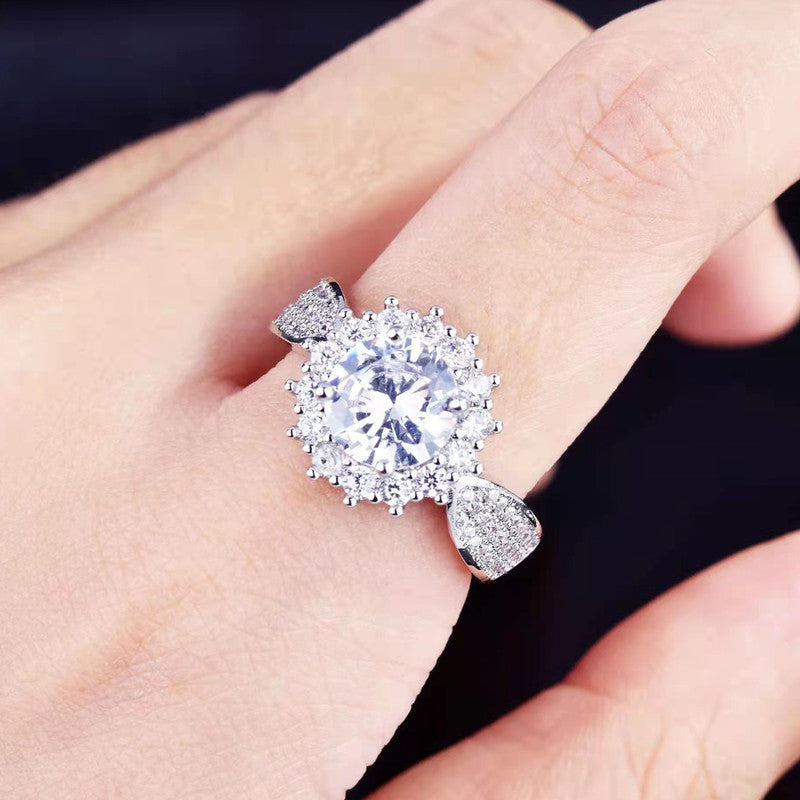 Silver Plated Anti Tarnish American Diamond Crushed Ice Cut Star-Like Finger Ring - MySmartBazaar