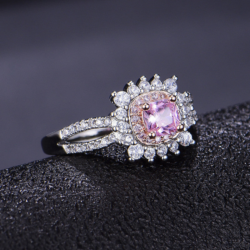Buy Silver Plated Anti Tarnish American Diamond Crushed Ice Cut Pink ...