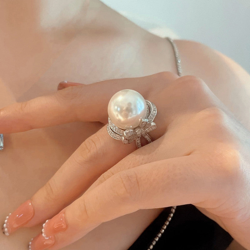 Silver Plated Anti Tarnish Pearl Studded Contemporary Styled Finger Ring - MySmartBazaar