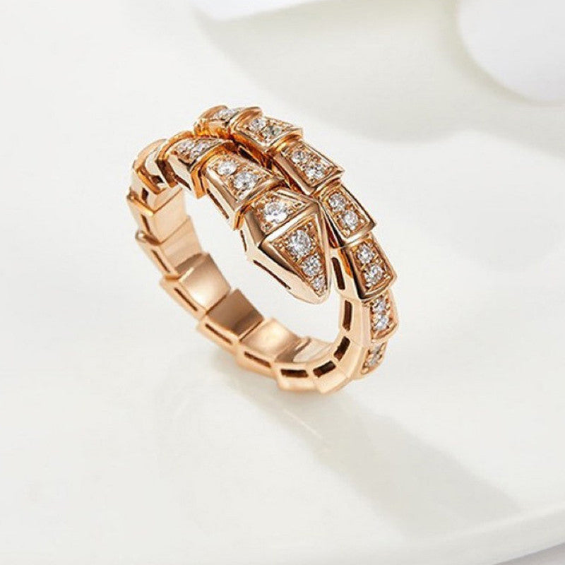 Gold Plated American Diamond Silver Snake Themed Finger Ring - MySmartBazaar