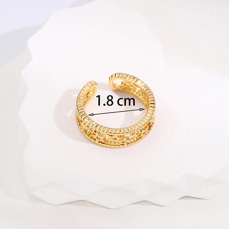 Gold Plated Anti Tarnish Stainless Steel Star Themed Adjustable Finger Ring