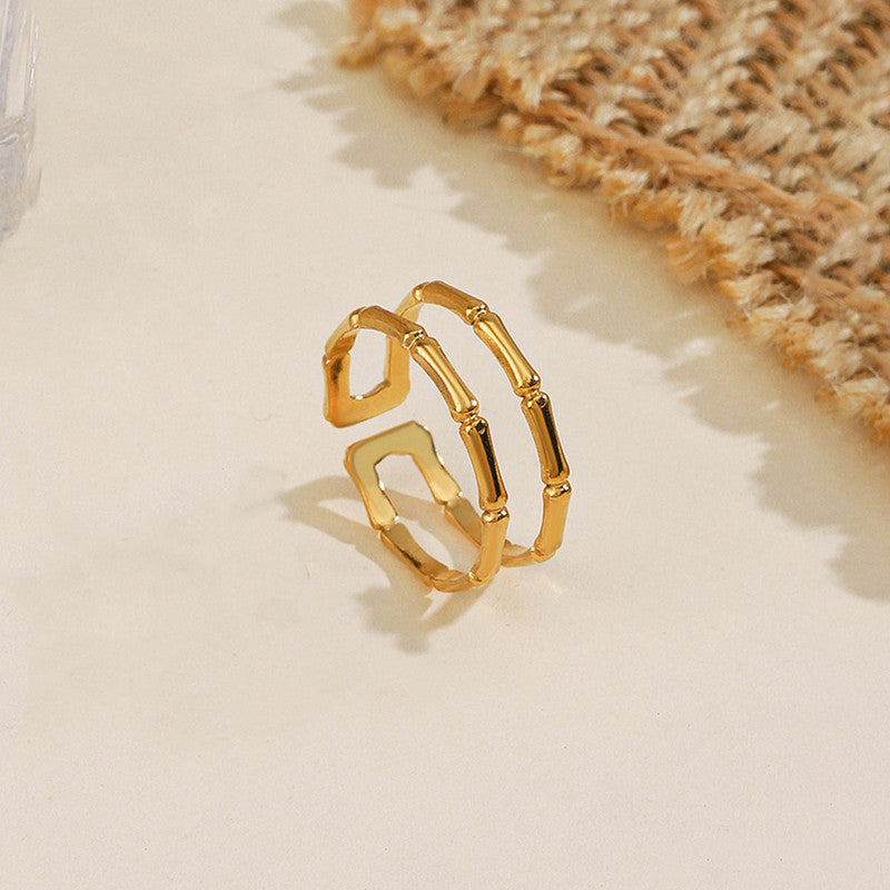 Gold Plated Anti Tarnish Stainless Steel Contemporary Adjustable Finger Ring