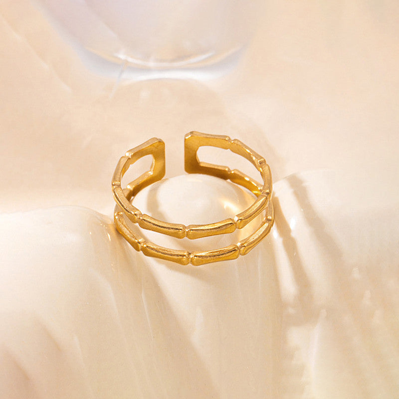 Gold Plated Anti Tarnish Stainless Steel Contemporary Adjustable Finger Ring