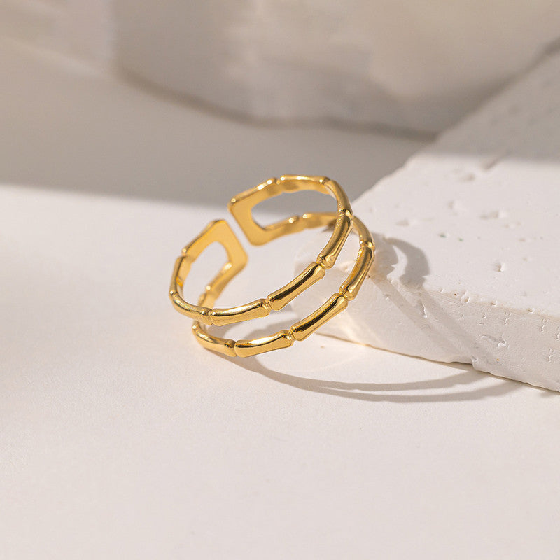 Gold Plated Anti Tarnish Stainless Steel Contemporary Adjustable Finger Ring