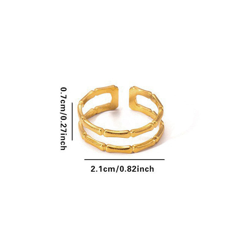 Gold Plated Anti Tarnish Stainless Steel Contemporary Adjustable Finger Ring