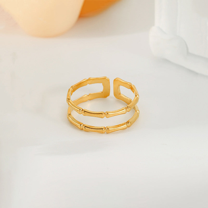 Gold Plated Anti Tarnish Stainless Steel Contemporary Adjustable Finger Ring
