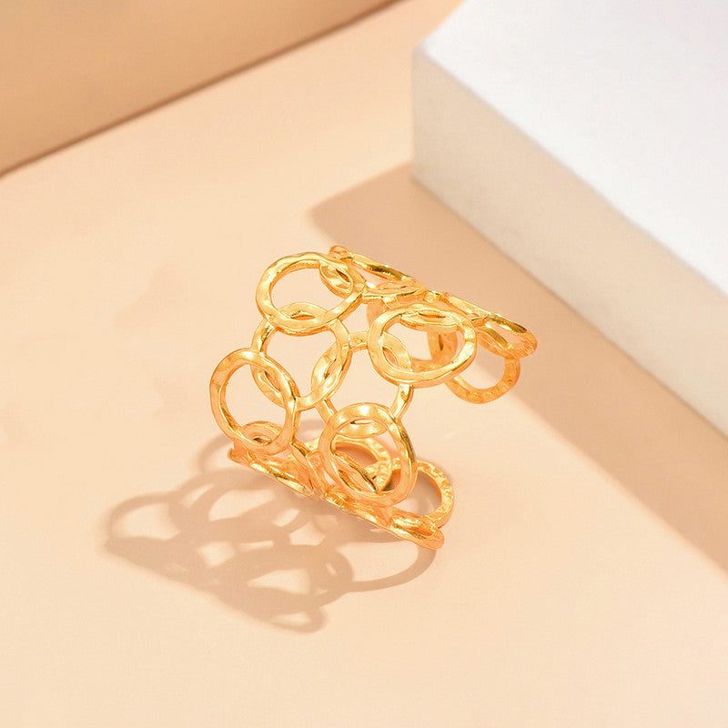 Gold Plated Anti Tarnish Stainless Steel Geometric Adjustable Finger Ring