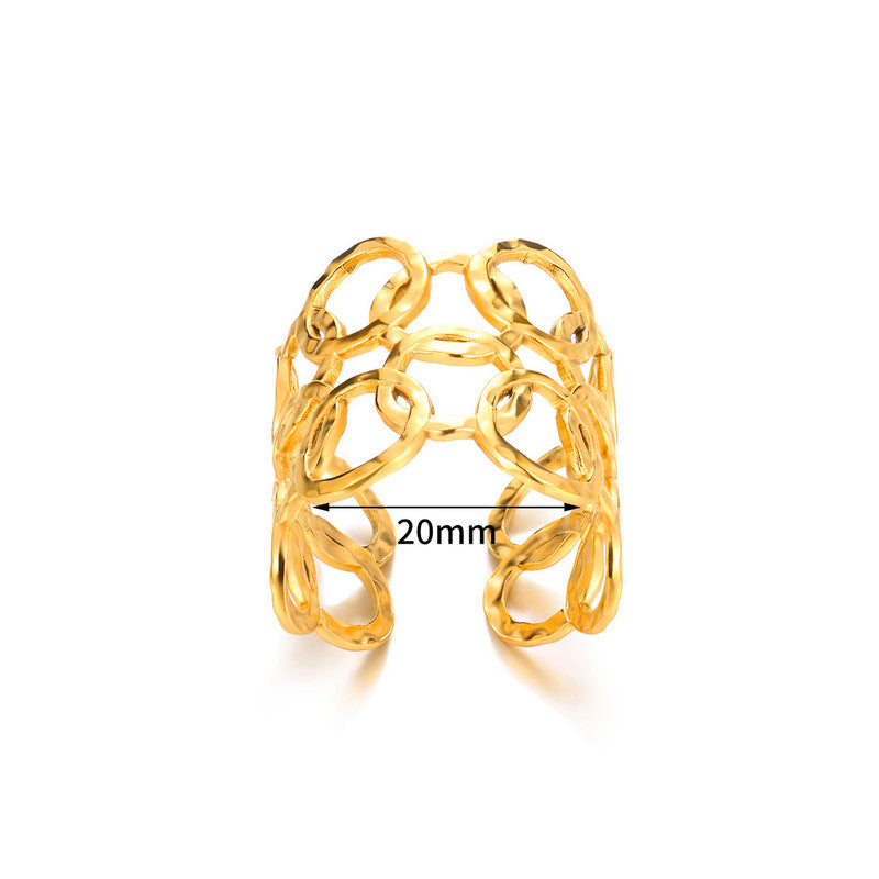 Gold Plated Anti Tarnish Stainless Steel Geometric Adjustable Finger Ring