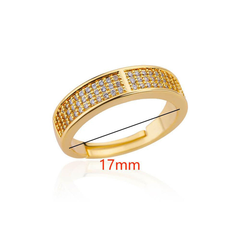Gold Plated Anti Tarnish Stainless Steel AD studded Adjustable Finger Ring