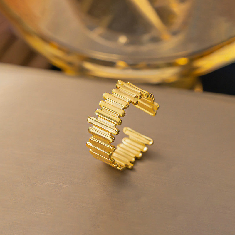 Gold Plated Anti Tarnish Stainless Steel Contemporary Adjustable Finger Ring