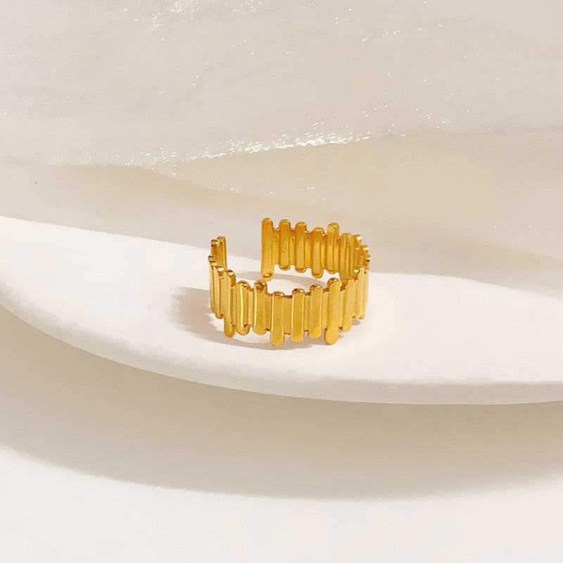 Gold Plated Anti Tarnish Stainless Steel Contemporary Adjustable Finger Ring