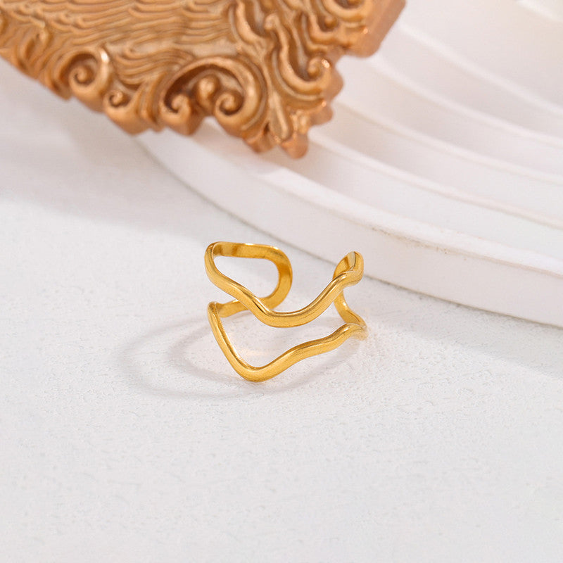 Gold Plated Anti Tarnish Stainless Steel Contemporary Adjustable Finger Ring