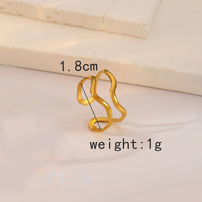 Gold Plated Anti Tarnish Stainless Steel Contemporary Adjustable Finger Ring