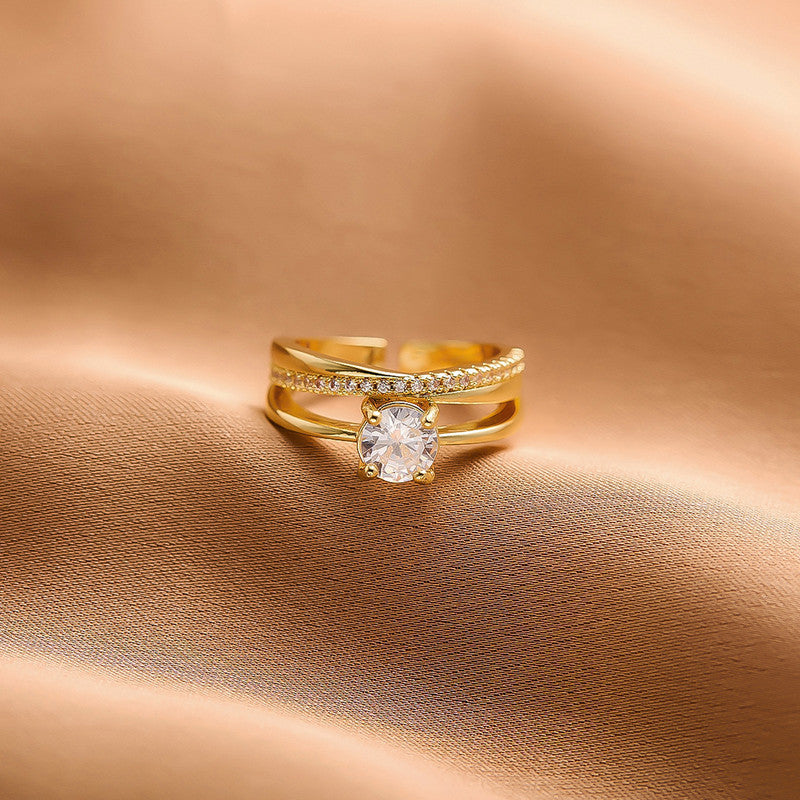 Gold Plated Anti Tarnish Stainless Steel Contemporary Adjustable Finger Ring