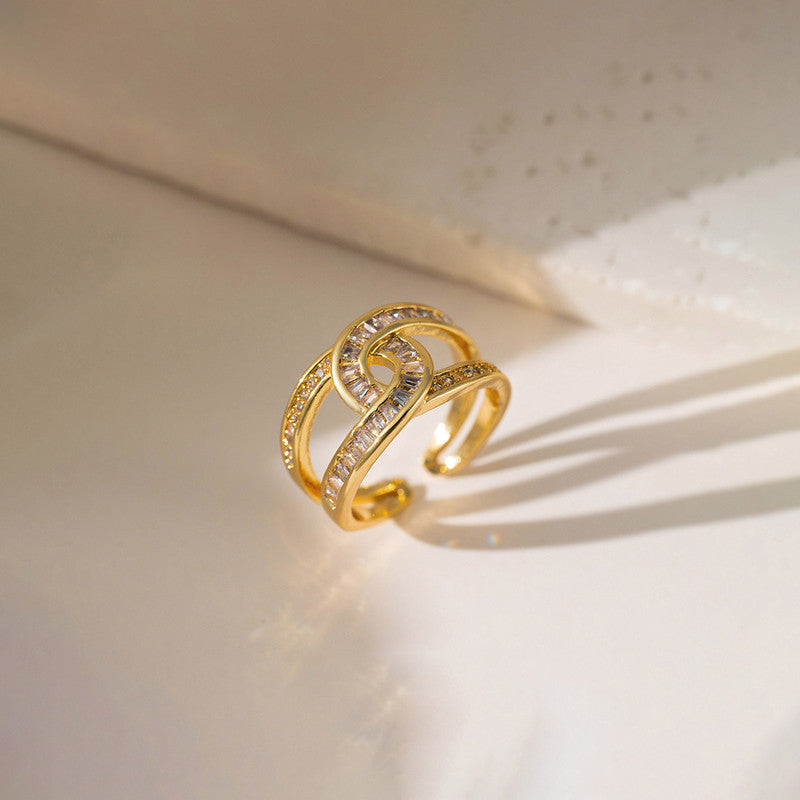 Gold Plated Anti Tarnish Stainless Steel Interconnected Adjustable Finger Ring