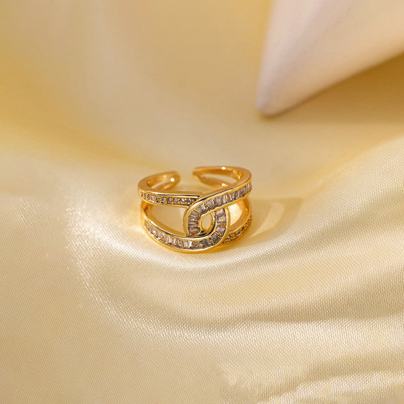 Gold Plated Anti Tarnish Stainless Steel Interconnected Adjustable Finger Ring