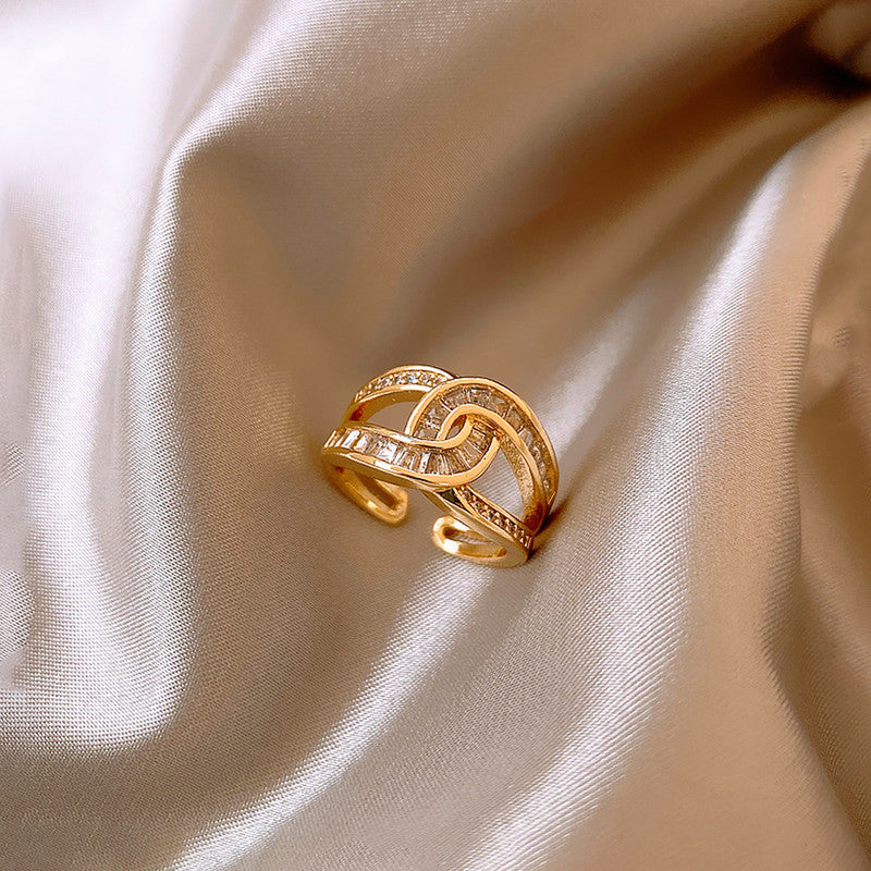 Gold Plated Anti Tarnish Stainless Steel Interconnected Adjustable Finger Ring
