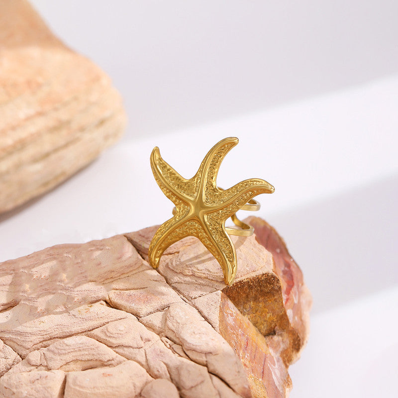 Gold Plated Anti Tarnish Stainless Steel Star Themed Ring