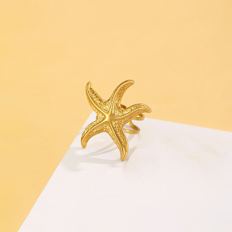 Gold Plated Anti Tarnish Stainless Steel Star Themed Ring