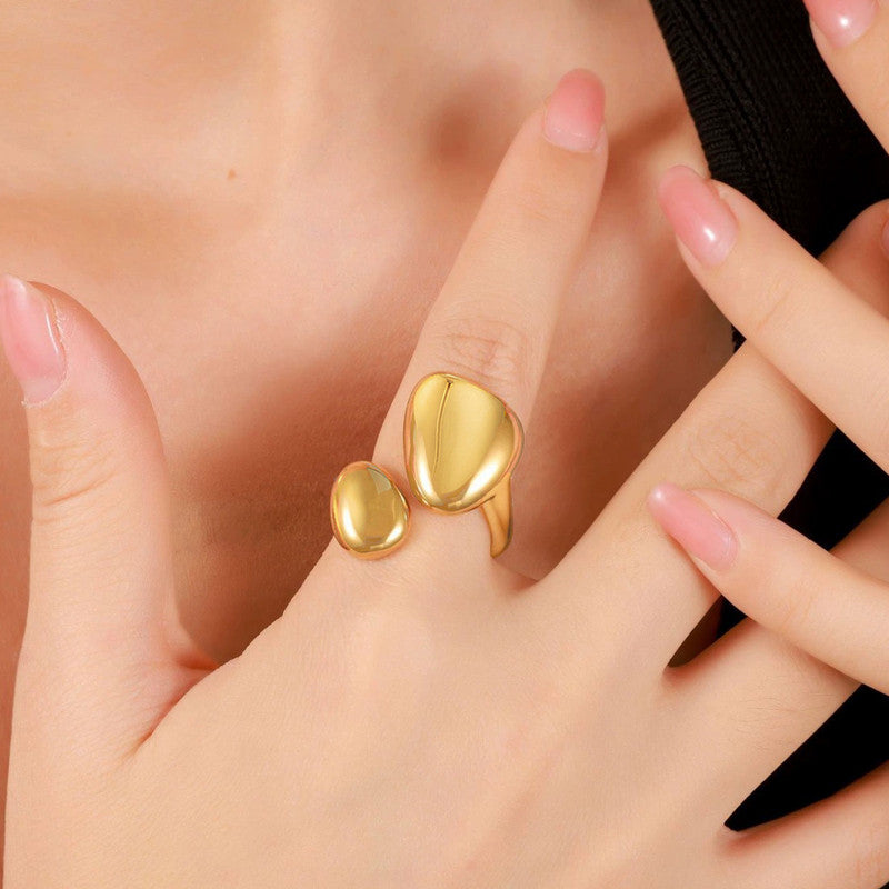 Gold Plated Anti Tarnish Stainless Steel Contemporary Ring