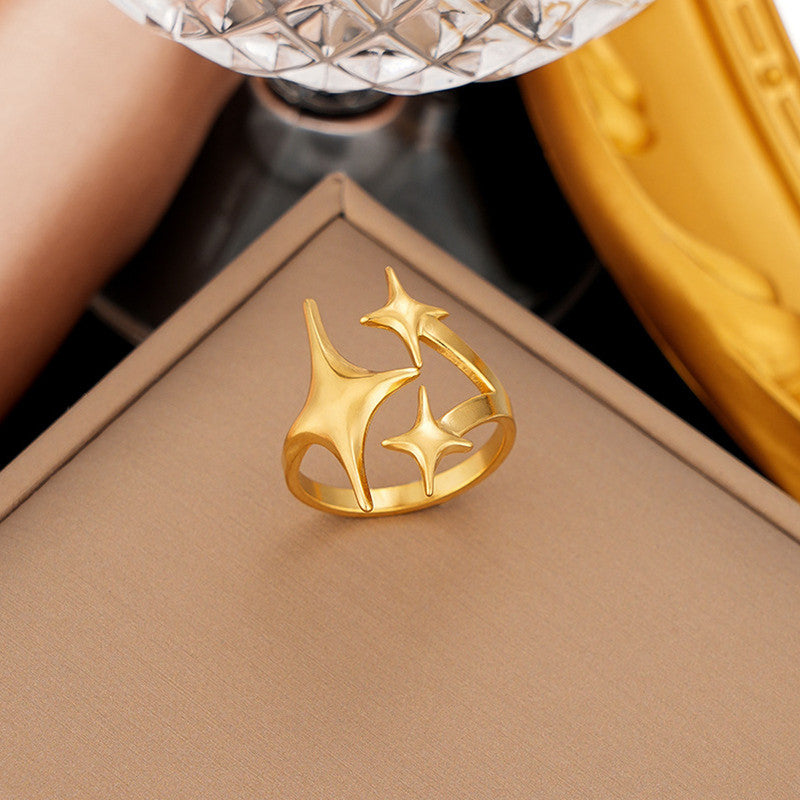 Gold Plated Anti Tarnish Stainless Steel Star Themed Ring