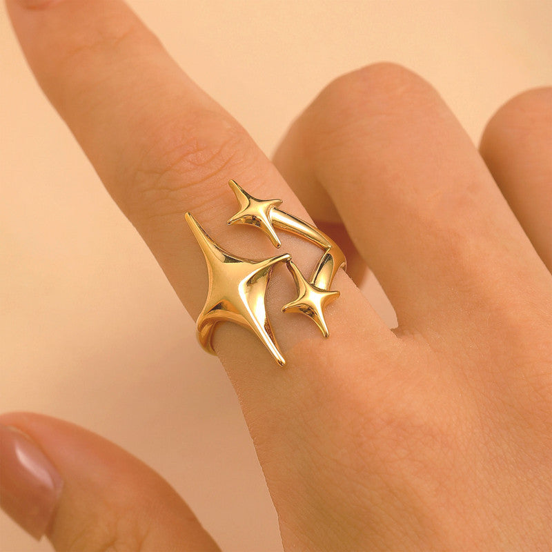 Gold Plated Anti Tarnish Stainless Steel Star Themed Ring